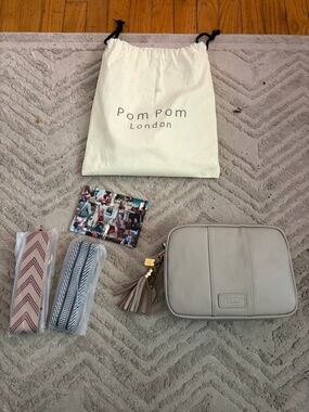 Pom Pom London Crossbody Bag Neutral Pebbled Leather + 2 Straps